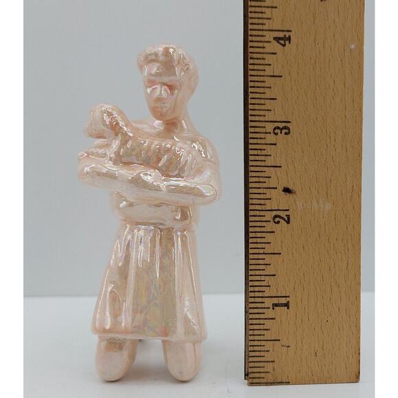 Shepherd Boy Holding Lamb Replacement Nativity Figure Iridescent Porcelain 3.75* - Picture 8 of 8